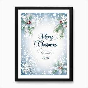 A Tasteful Composition Of Calligraphy Featuring The Text Merry Christmas 2024 Expertly Written In (7) Art Print