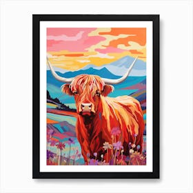 Highland Cow Paint Illustration 2 Art Print