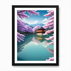 Fukui Cherry Blossoms Mount Fuji Japan Art Print