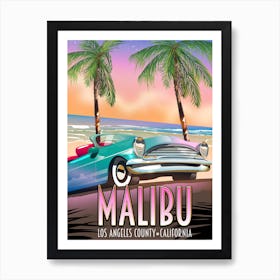 Malibu Los Angeles travel poster Art Print