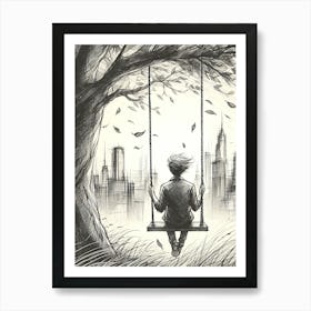 Swinging On A Tree 1 Art Print