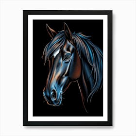 Brown Horse Head - Dark portrait Art Print