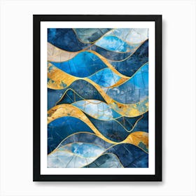 Blue And Gold Abstract Painting 13 Art Print