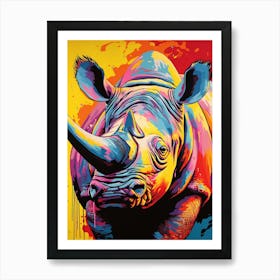 Rhino Pop Art Yellow Blue Pink 8 Art Print