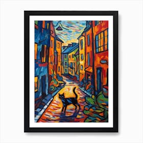 Painting Of Stockholm Sweden With A Cat In The Style Of Fauvism  3 Art Print