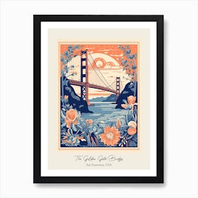 The Golden Gate Bridge   San Francisco, Usa   Cute Botanical Illustration Travel 2 Poster Póster