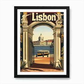 Aihrgdesign A Retro Travel Poster For Lisbon Art Print