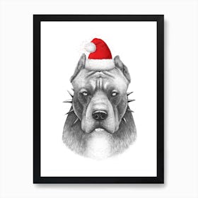 Christmas Pitbull Art Print