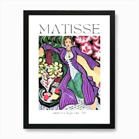 Henri Matisse Woman in a Purple Coat 1937 in HD Poster Print Labelled Vibrant Striking Feature Wall Decor Fully Remastered Art Print