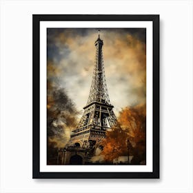 Eiffel Tower Paris France Sketch Drawing Style 6 Art Print