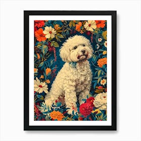 Poodle In The Garden Inspired by William Morris Art Print