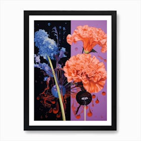 Surreal Florals Carnation Dianthus 4 Flower Painting Art Print