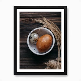 Easter Eggs On A Wooden Table Art Print
