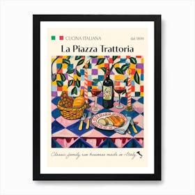 La Piazza Trattoria Trattoria Italian Poster Food Kitchen Art Print