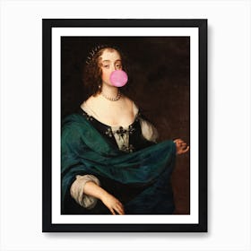 Bubble Gum Portrait, Altered Art Art Print