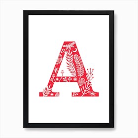 Letter A Red Art Print