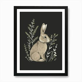 Tan Rabbit Minimalist Illustration 4 Art Print