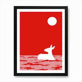 Deer In The Water Art Print