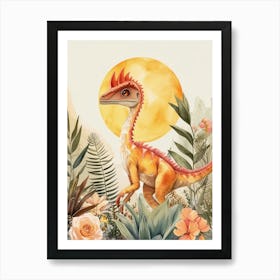 Rainbow Watercolour Archaeopteryx Dinosaur 1 Art Print