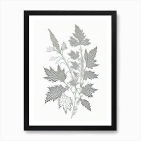 Nettle Herb William Morris Inspired Line Drawing 1 Art Print