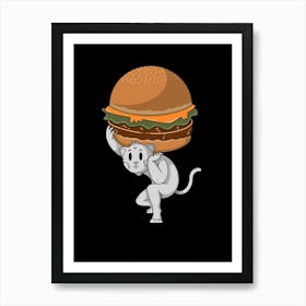 Catlas Holding A Giant Burger Art Print