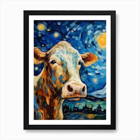 Cow Portrait, Vincent Van Gogh Inspired Art Print