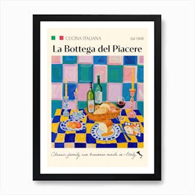 La Bottega Del Piacere Trattoria Italian Poster Food Kitchen Art Print