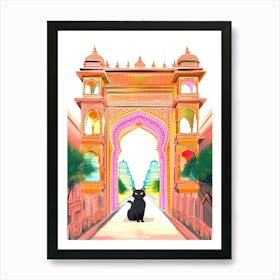 Black Cat At Patrika Gate   Indian Door 2 Art Print