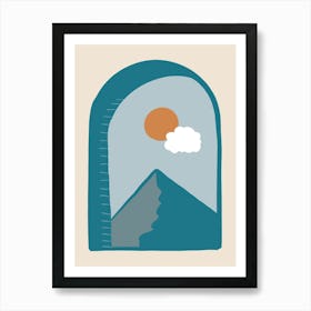 Mountain View Boho Minimalist Landscape Art Print