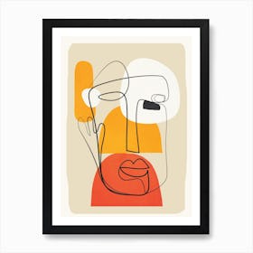 Abstract Face Line Design 02 Art Print