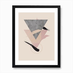 Beige Triangle Abstract Art Print