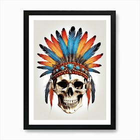 Skull Indian Headdress (28) Art Print