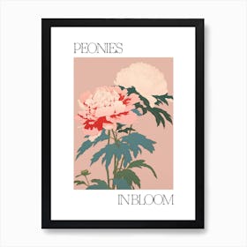 Peonies In Bloom Flowers Bold Illustration 2 Art Print