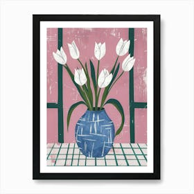 Tulips In A Blue Vase 3 Art Print