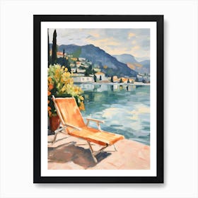 Sun Lounger By The Pool In Lake Como Italy Art Print