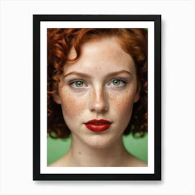 Portrait Of A Woman With Freckles Art Print