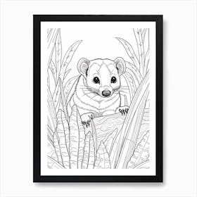 Line Art Jungle Animal Coati 4 Art Print