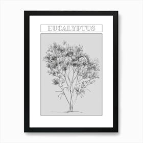 Eucalyptus Tree Minimalistic Drawing 2 Poster Art Print