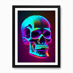 Skull With Neon Accents 2 Pop Art Art Print