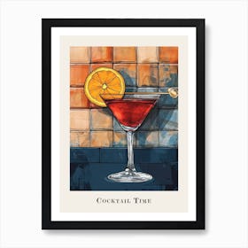 Cocktail Time Tile Watercolour Poster Poster