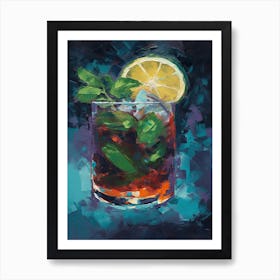 Min Julep Cocktail Oil Painting 1 Art Print