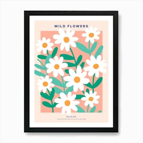 Wild Flowers Daisy Poster Peach Fuzz Art Print