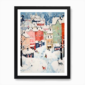 Cat In The Streets Of Harbin   China With Snow 2 Art Print