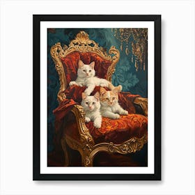 Kittens Sat On A Throne Rococo Inspired 2 Art Print