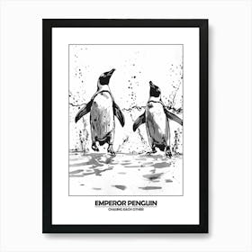 Penguin Chasing Eachother Poster 1 Art Print