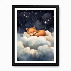 Baby Fox 5 Sleeping In The Clouds Art Print