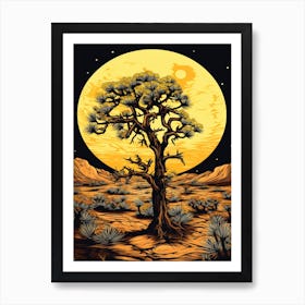 Johnstons Joshua Tree In Black And Gold (2) Art Print