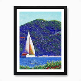 Saint Barthélemy Pointillism Style Tropical Destination Art Print