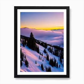 Snowmass, Usa Sunrise Skiing Poster Art Print