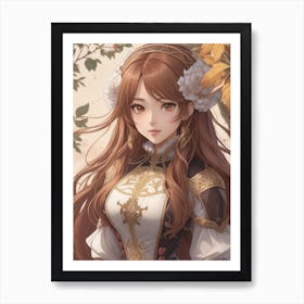 Anime Girl With Long Hair Art Print